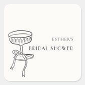 Champagneglas met strik Bruidsmeisjesfeest Vierkante Sticker (Voorkant)