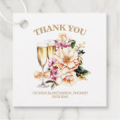 Champagneglas Perzik Bloem Dankjewel Bedankjes Labels (Voorkant)