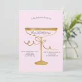 Champagneglas Roze Bachelorette  Kaart (Staand voorkant)