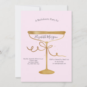 Champagneglas Roze Bachelorette  Kaart