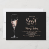 Champagneglas Roze Bloem Bruidsfeest Kaart (Voorkant)