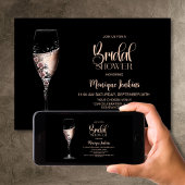 Champagneglas Roze Bloem Bruidsfeest Kaart