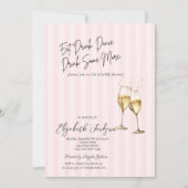 Champagneglas roze strepen Bruidsdouche Kaart (Voorkant)