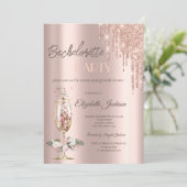 Champagneglas Rozen Meisjesuitje Kaart (Staand voorkant)