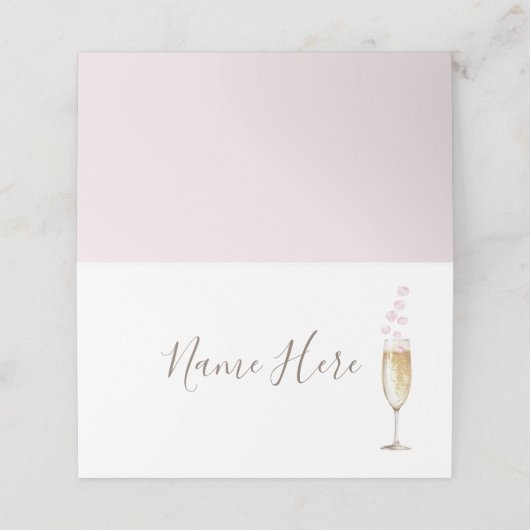 Champagneglas Rozenblaadjes Gevouwen Plaatskaart Plaatskaartje (Buitenkant ongevouwen)