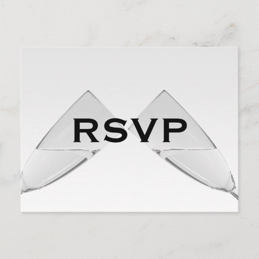 Champagneglas RSVP-Briefkaart Uitnodiging Briefkaart (Voorkant)