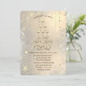 Champagneglas, ster, sneeuwvlokken Kerstmis Kaart (Staand voorkant)