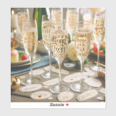 Champagneglas stickers met feestelijke boodschappe (Vel)