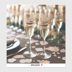 Champagneglas stickers met feestelijke boodschappe
