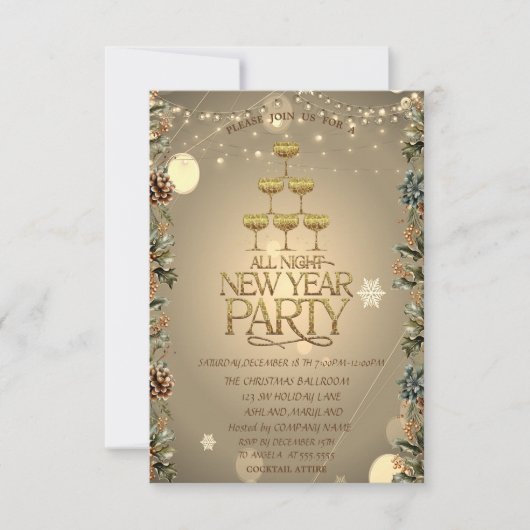 Champagneglas Takken Kerst Bedrijf Kaart (Voorkant)