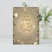 Champagneglas Takken Kerst Bedrijf Kaart (Staand voorkant)