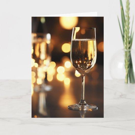 Champagneglas Toast Feestdagen Kaart (Voorkant)