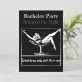 Champagneglas vrijgezellenfeest kaart (Staand voorkant)