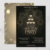 Champagneglas Vuurwerk Kerstbedrijf Kaart (Voorkant / Achterkant)