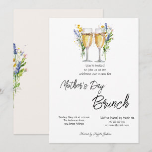Champagneglas Wilde Bloem Moederdag Brunch Kaart