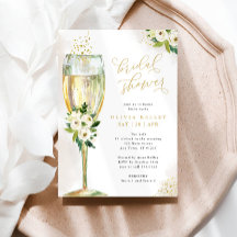 Champagneglas Wit & Goud Bloemen Vrijgezellenfeest