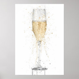 Champagneglas 'Wit' Poster