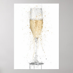 Champagneglas 'Wit' Poster
