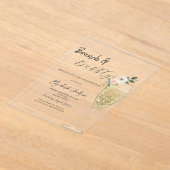 Champagneglas Witte Bloem Brunch & Bubble Acryl Uitnodigingen (Laagn)