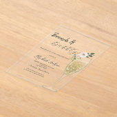 Champagneglas Witte Bloem Brunch & Mousserend Acryl Uitnodigingen (Laagn)