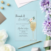 Champagneglas Witte Bloem Brunch & Mousserend Acryl Uitnodigingen (Insitu (Huwelijk))