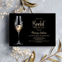 Champagneglas Zwart Wit Bloem Bruidsdouche
