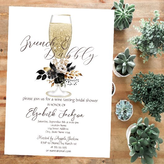 Champagneglas Zwarte Rozen Brunch & Mousserende wi Kaart
