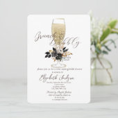 Champagneglas Zwarte Rozen Brunch & Mousserende wi Kaart (Staand voorkant)