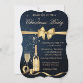 Champagneglasfles, Gouden Boog Kerstfeest Kaart (Voorkant)