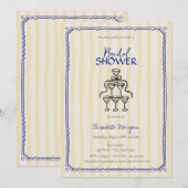 Champagneglazen Bow Yellow Stripes Vrijgezellenfee Kaart (Voorkant / Achterkant)