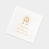 Champagneglazen bruiloft paar namen Datum Folie Servetten (Links)