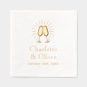 Champagneglazen bruiloft paar namen Datum Folie Servetten (Voorkant)