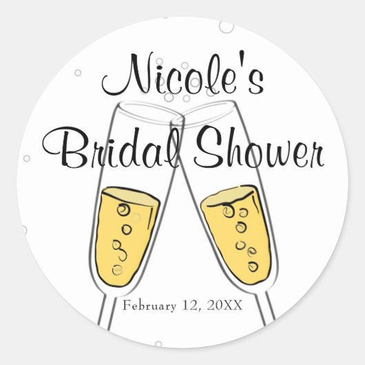 Champagneglazen & Bubbles Modern Feest Favor Ronde Sticker (Voorkant)