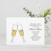 Champagneglazen en bubbels Moderne uitnodigingen (Staand voorkant)