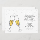 Champagneglazen en bubbels Moderne uitnodigingen (Voorkant / Achterkant)