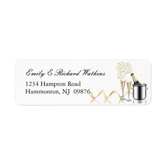 Champagneglazen en emmerlabels etiket (Voorkant)