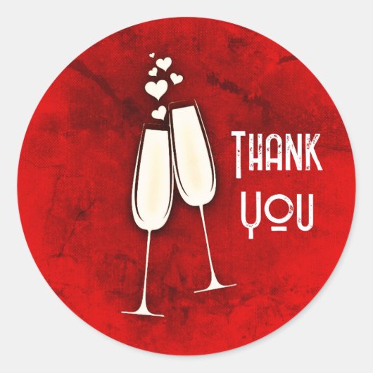 Champagneglazen en harten ronde sticker (Voorkant)