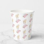 Champagneglazen en roze bloemen papieren bekers (Achterkant)