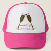 Champagneglazen en roze tekst trucker pet (Voorkant)