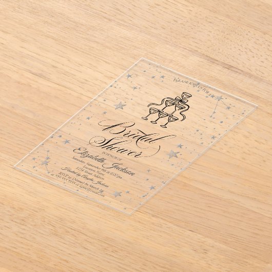 Champagneglazen Gold Stars Vrijgezellenfeest Acryl Uitnodigingen (Laagn)