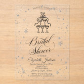 Champagneglazen Gold Stars Vrijgezellenfeest Acryl Uitnodigingen (Voorkant)