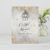 Champagneglazen Gold Stars Vrijgezellenfeest Kaart (Staand voorkant)