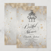 Champagneglazen Gold Stars Vrijgezellenfeest Kaart (Voorkant / Achterkant)