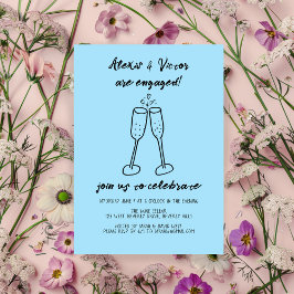 Champagneglazen juichen op maat gemaakte verloving kaart