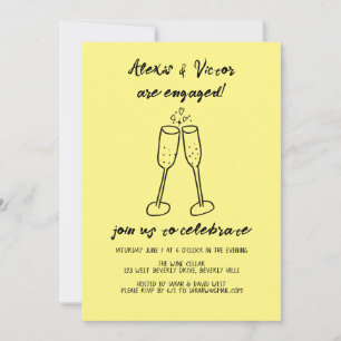 Champagneglazen juichen op maat gemaakte verloving kaart