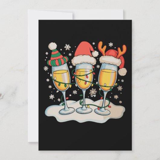 Champagneglazen Kerstman Rendier Kerstmis Kerst Kaart (Voorkant)