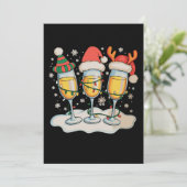 Champagneglazen Kerstman Rendier Kerstmis Kerst Kaart (Staand voorkant)