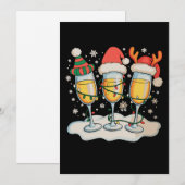 Champagneglazen Kerstman Rendier Kerstmis Kerst Kaart (Voorkant / Achterkant)