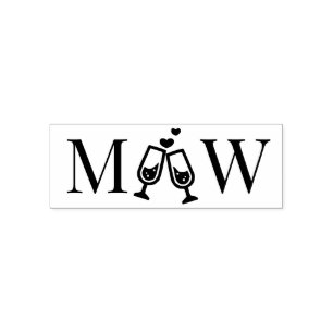 Champagneglazen Koppel Trouw 2 Initiaal Monogram Zelfinktende Stempel