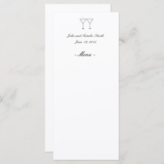 "Champagneglazen" Menu Kaarten (Voorkant / Achterkant)